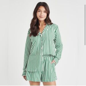 Splendid Green and White Striped Button-Down Shirt